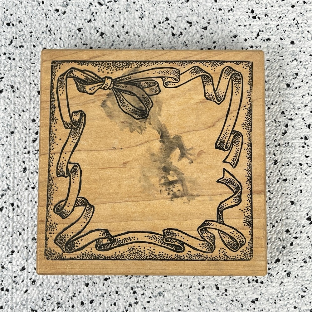 Rubber Stamp Too‎ Much Fun Ribbon Bow Frame Border Craft Vintage 90s